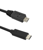 Cablu USB2.0 B micro USB mufa tata - USB type C mufa tata 1.2m negru, QOLTEC
