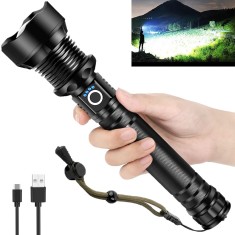 Lanterna, LED, Aluminiu, Sursa de lumina super luminoasa, Profesionala, Cu zoom, reincarcabila