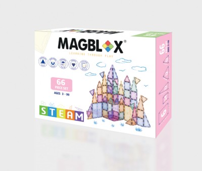 Set magnetic Magblox - 66 piese magnetice de constructie PASTEL transparente foto