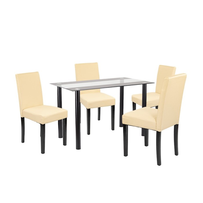 Set de masă Karin 4+1 negru-bej