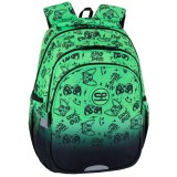 Ghiozdan cu 3 compartimente, Coolpack, Jerry, Game Over, Verde