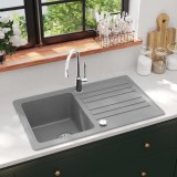 Chiuvetă de bucătărie din granit,1 cuvă şi picurător, reversibilă, gri