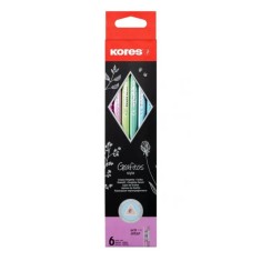 Set creioane grafit Kores, HB, culori metalizate, 6 bucati