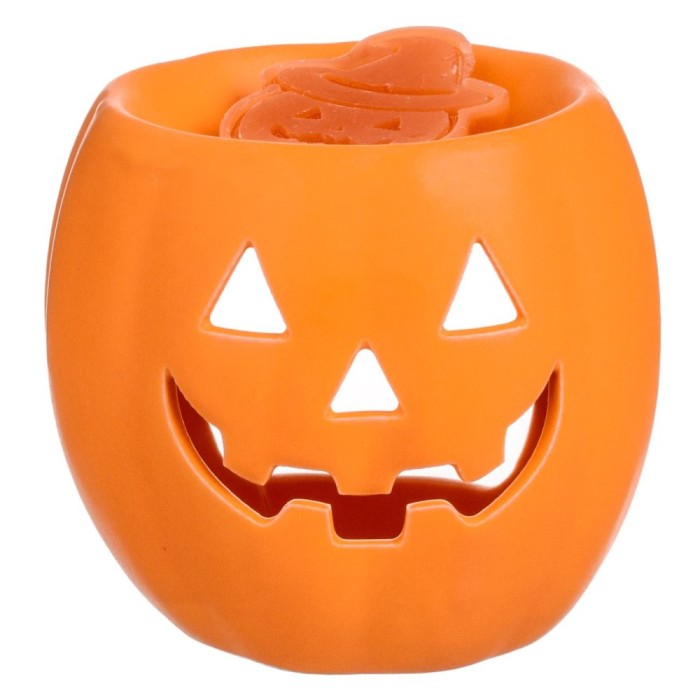 Suport Ceramic Aromaterapie, Halloween, Dovleac, Culoare Portocaliu, Dimensiuni 8x9 cm, Include Ceară Dovleac 10g, Aromă Pumpkin Spice