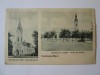 Carte poștala Comloșul-Mare(Timiș):Bisericile Ortodoxă și Romano-Catolică 1927, Circulata, Printata, Timis