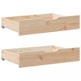 Sertare Pat Lemn Masiv Pin cu Roti 85x55x17cm, 2 buc. Depozitare Sub Pat Lenjerie, Jucarii