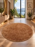 Cumpara ieftin Covor Rotund Fantasy 12500-12, Marime 67 x 67 cm, Maro, Inaltime Fir 30 mm, Antialergic, Polipropilena, Living, Dormitor, Sufragerie, Birou