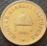 Moneda istorica 10 FILLER - UNGARIA / Austro-Ungaria, anul 1894 * cod 2893, Europa