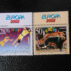 IUGOSLAVIA-EUROPA CEPT 2002,CIRCUL-SERIE COMPLETA-NESTAMPILATE