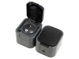 Conector alimentare AC 2P+PE, 250VAC, 16A, gri, pentru perete