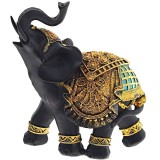 Elefant cu trompa in sus, obiect pentru noroc si prosperitate, negru