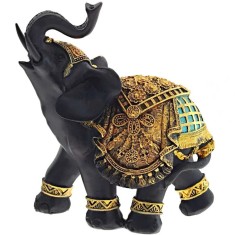 Elefant cu trompa in sus, obiect pentru noroc si prosperitate, negru
