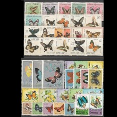 Lot 44 Timbre Nestampilate Tematica Fauna (Fluturi, Molii)
