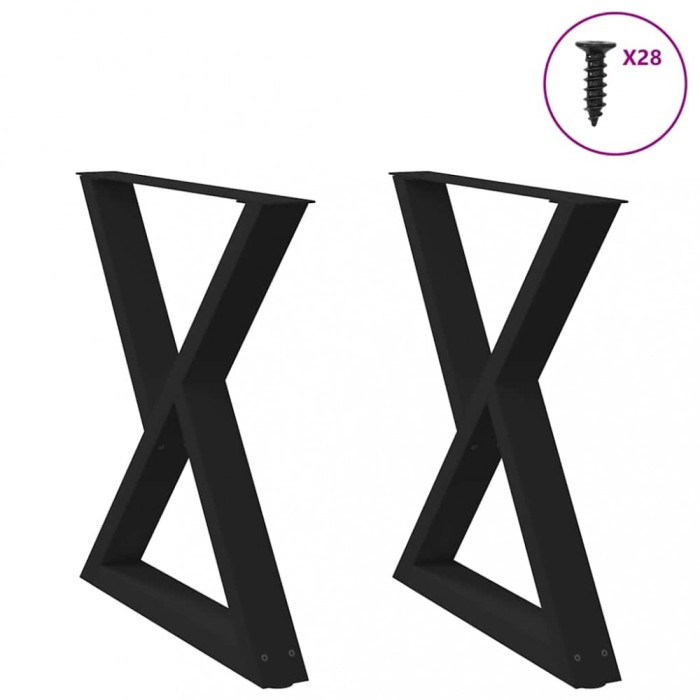 vidaXL Picioare masă de sufragerie, 2 buc., negru, 70x(72-73,3) cm, oțel 4012724