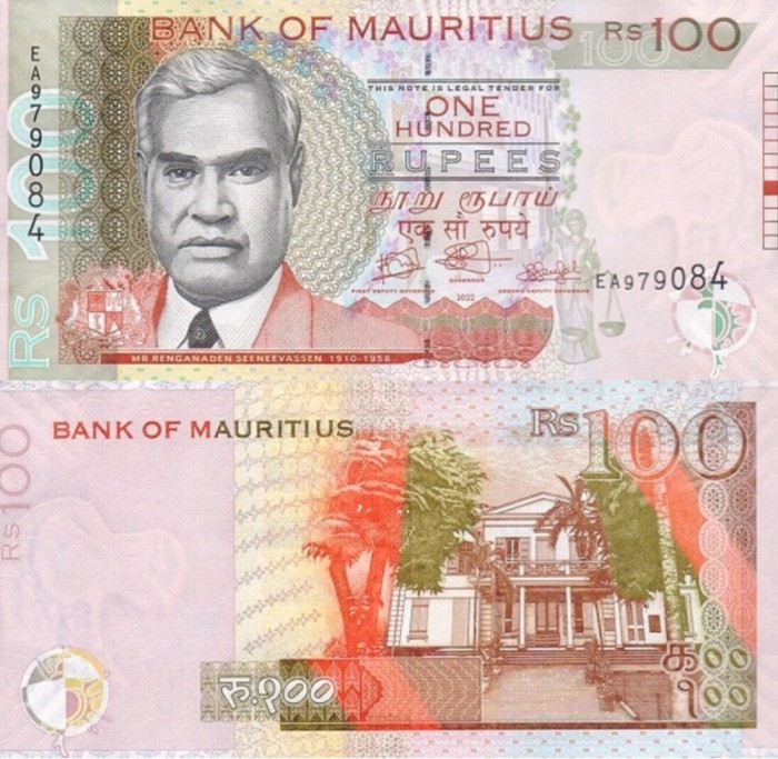 MAURITIUS 100 rupees 2022 UNC!!!
