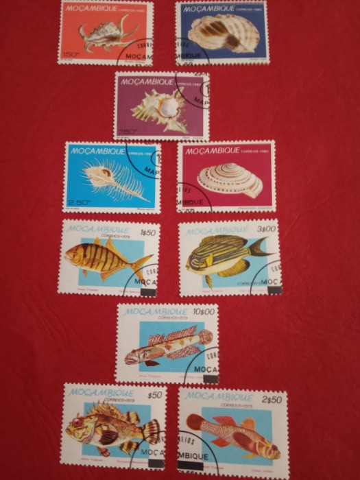 MOZAMBIC, SCOICI/PEȘTI - 2X5 VALORI ȘTAMPILATE