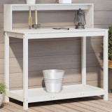 Gossi masa de plantare cu rafturi alb 108x50x109,5 cm lemn masiv pin