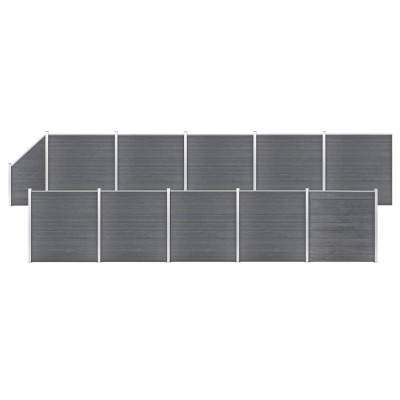 vidaXL Set gard din WPC, 10 buc. pătrate + 1 oblică, 1830x186 cm, gri foto