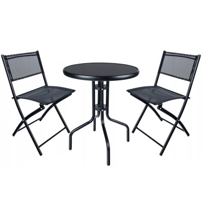 Set mobilier gradina Sersimo Oneiro, 2 scaune pliabile, 1 masa, negru Household NewTrend foto