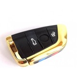 Carcasa cheie,after market,compatibila cu Bmw Smart 3 butoane negru cu auriu,fara logo