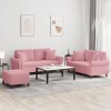 VidaXL Set canapea cu perne, 3 piese, roz, catifea 3202243