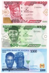 Nigeria Set 200,500,1000 Naira 2022-2023 P-47-49 UNC foto