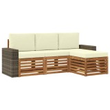 vidaXL Set de canapele de exterior cu pernă 4 pcs Natural și Crem 3384216