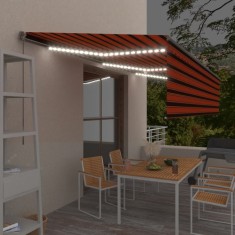 Copertina retractabila manual cu stor&amp;amp;LED portocaliu&amp;amp;maro 6x3 m GartenMobel Dekor foto