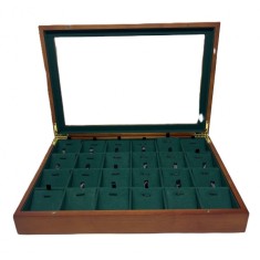 Cutie Expozi?ie pentru Coliere ?i Pandantive din Lemn 24 Sloturi WZ740