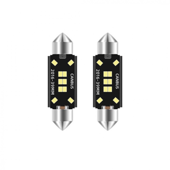 Set 2 Becuri auto LED, C5W Sofit, 10 LED SMD, Canbus fara eroare, 39 mm, BZRSH