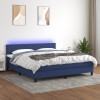 VidaXL Pat cu arcuri, saltea și LED, albastru, 160x200 cm, textil 3133011