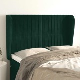 vidaXL Tăblie pat cu aripioare verde &icirc;nchis 147x23x118/128 cm catifea 3118245