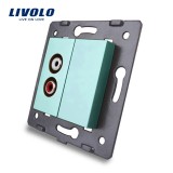 Cumpara ieftin Priza audio Livolo verde pentru montaj &icirc;n perete si mascarea cablurilor