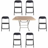Masa plianta cu blat MDF 70x120x73 cm si 6 scaune pliabile de bucatarie