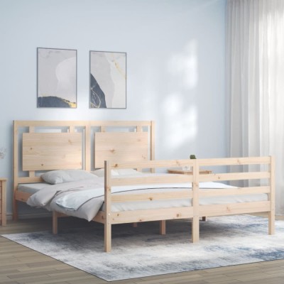 vidaXL Cadru de pat cu tăblie, king size, lemn masiv 3194056 foto