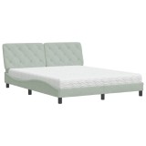 Cumpara ieftin Pat cu saltea, gri deschis, 160x200 cm, catifea