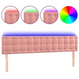 Cumpara ieftin Tablie de pat cu LED, roz, 180x5x78/88 cm, catifea