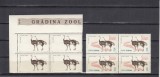 1964 LP 592 a GRADINA ZOOLOGICA EROARE LIPSA FUNDAL LIPSA SCRIS BLOC DE 4 MNH