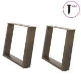 Cumpara ieftin Picioare pentru masuta de cafea in forma de U, 2 buc., otel natural, 60 x (42-43) cm