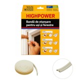 Garnitura etansare autoadeziva alba EPDM profil D, 10 m, usi ferestre, HighPower