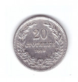 Moneda Bulgaria 20 stotinki 1913, stare buna, curata, Europa, Cupru-Nichel