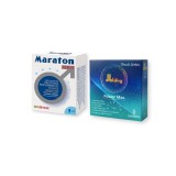 Pachet pentru bărbați: Capsule afrodisiace MARATON FORTE, 4 buc + Prezervative DIBLONG Power Max, 3 buc
