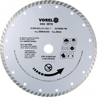 Disc diamantat turbo Vorel 08755, diametru 230mm, pentru beton armat foto
