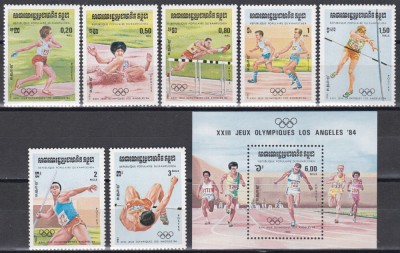 Cambogia 1984 - Jocurile Olimpice de iarnă - Sarajevo, Serie + Colita, MNH foto