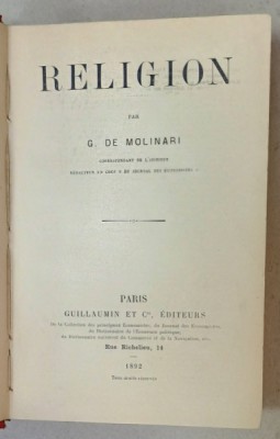 RELIGION par G. DE MOLINARI , 1892 foto