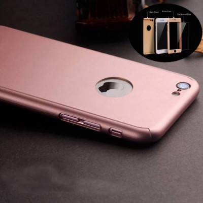 Husa pentru Apple iPhone 6+ Rose-Auriu acoperire completa 360 grade cu folie de sticla gratis foto