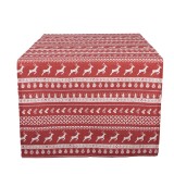 Traversa masa Craciun bumbac crem rosu Reni 50x140 cm