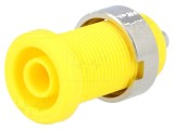 Conector banană 4mm soclu 25A 1kV galben nichelat