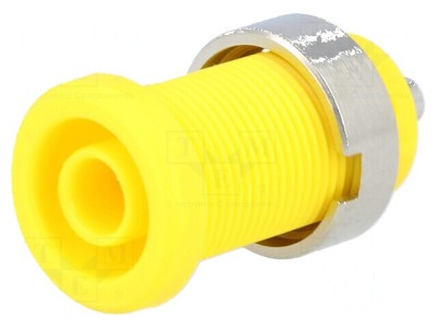 Conector banană 4mm soclu 25A 1kV galben nichelat foto