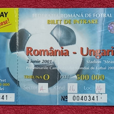 Bilet meci fotbal ROMANIA - UNGARIA (preliminarii CM 2002 / 02.06.2001)
